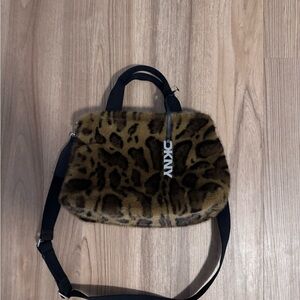 DKNY Faux Fur Crossbody Bag in Leopard Print